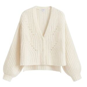 Cuyana - Alpaca Wool Cropped Cardigan Ivory Made in Italy Sz Xs